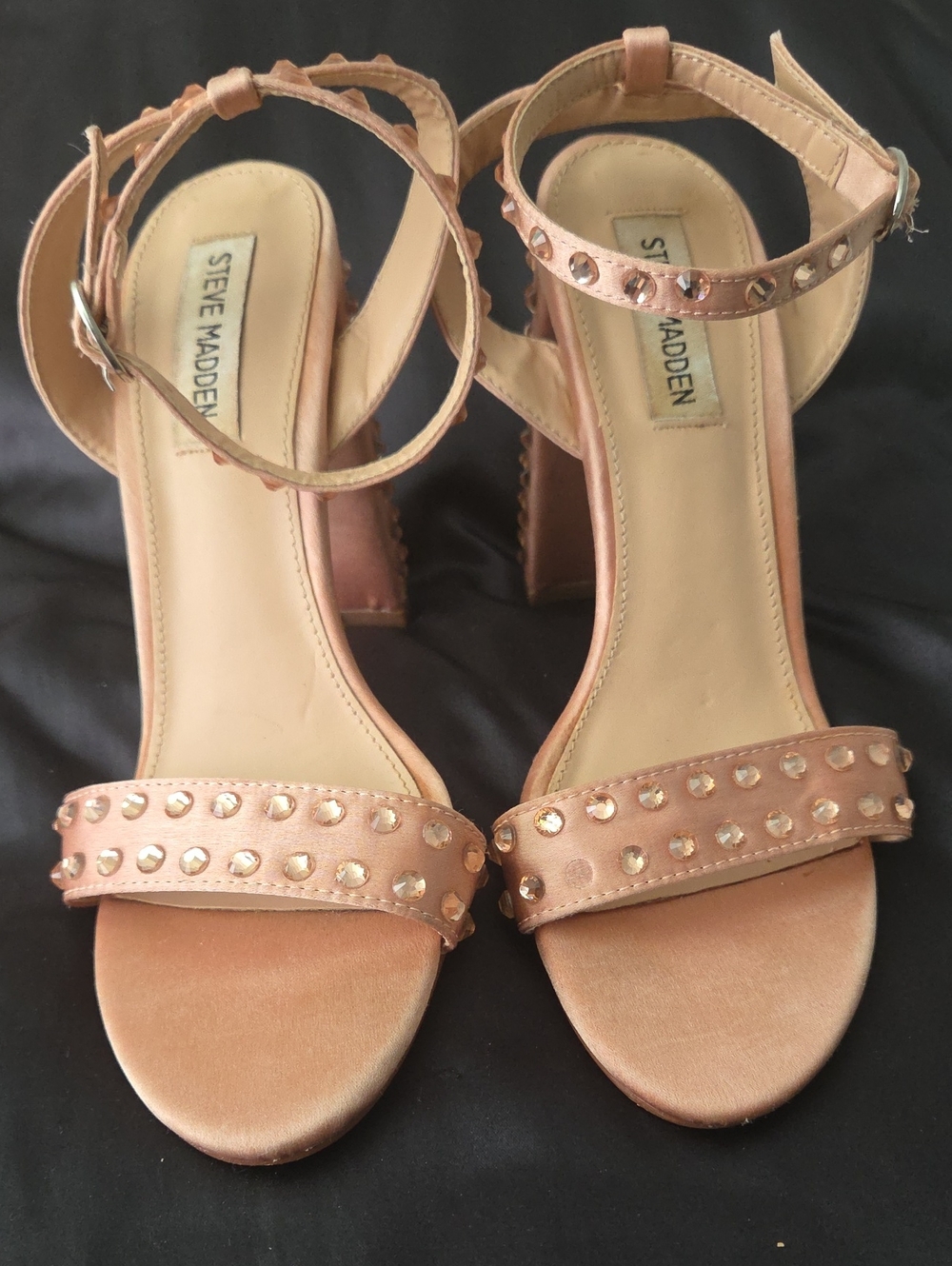 Steve Madden Rose Gold Studded Block Heel Sandals